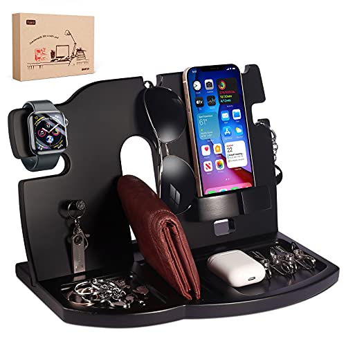 Foonii-Men-Phone-Docking-StationNightstand-Organizer-with-Wireless-Charging-PersonalizedWood-Bedside-Desk-AccessoriesUnique-Mens-Gift-for-Husband-Anniversary-Birthday-from-Wife-Black