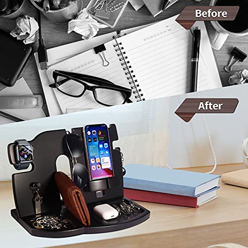 Foonii-Men-Phone-Docking-StationNightstand-Organizer-with-Wireless-Charging-PersonalizedWood-Bedside-Desk-AccessoriesUnique-Mens-Gift-for-Husband-Anniversary-Birthday-from-Wife-Black