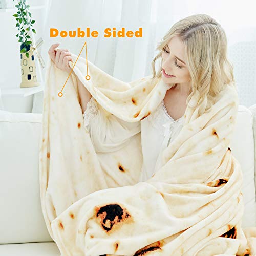 CASOFU-Burritos-Blanket-Double-Sided-Giant-Flour-Tortilla-Throw-Blanket-Novelty-Tortilla-Blanket-for-Your-Family-285-GSM-Soft-and-Comfortable-Flannel-Taco-Blanket-for-Adults-Beige-71-inches
