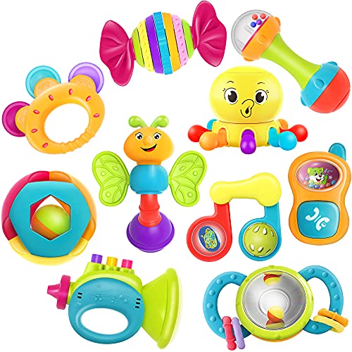 iPlay-iLearn-10pcs-Baby-Rattles-Teether-Shaker-Grab-and-Spin-Rattle-Musical-Toy-Set-Early-Educational-Toys-for-0-3-6-9-12-Month-Baby-Infant-Boys-Girls